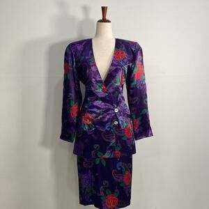 Vtg Stunning Skirt Set Art to Wear Romantic psychedelic Paisley Rose Art